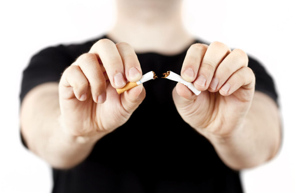 A hand-crushing cigarette. Smoking may contribute in getting eye diseases like cataracts.